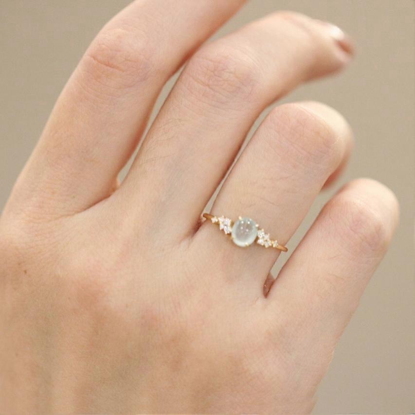 Moonlight Stone Ring Exquisite Women's Ring Adjustable Sparkling Diamond Ring