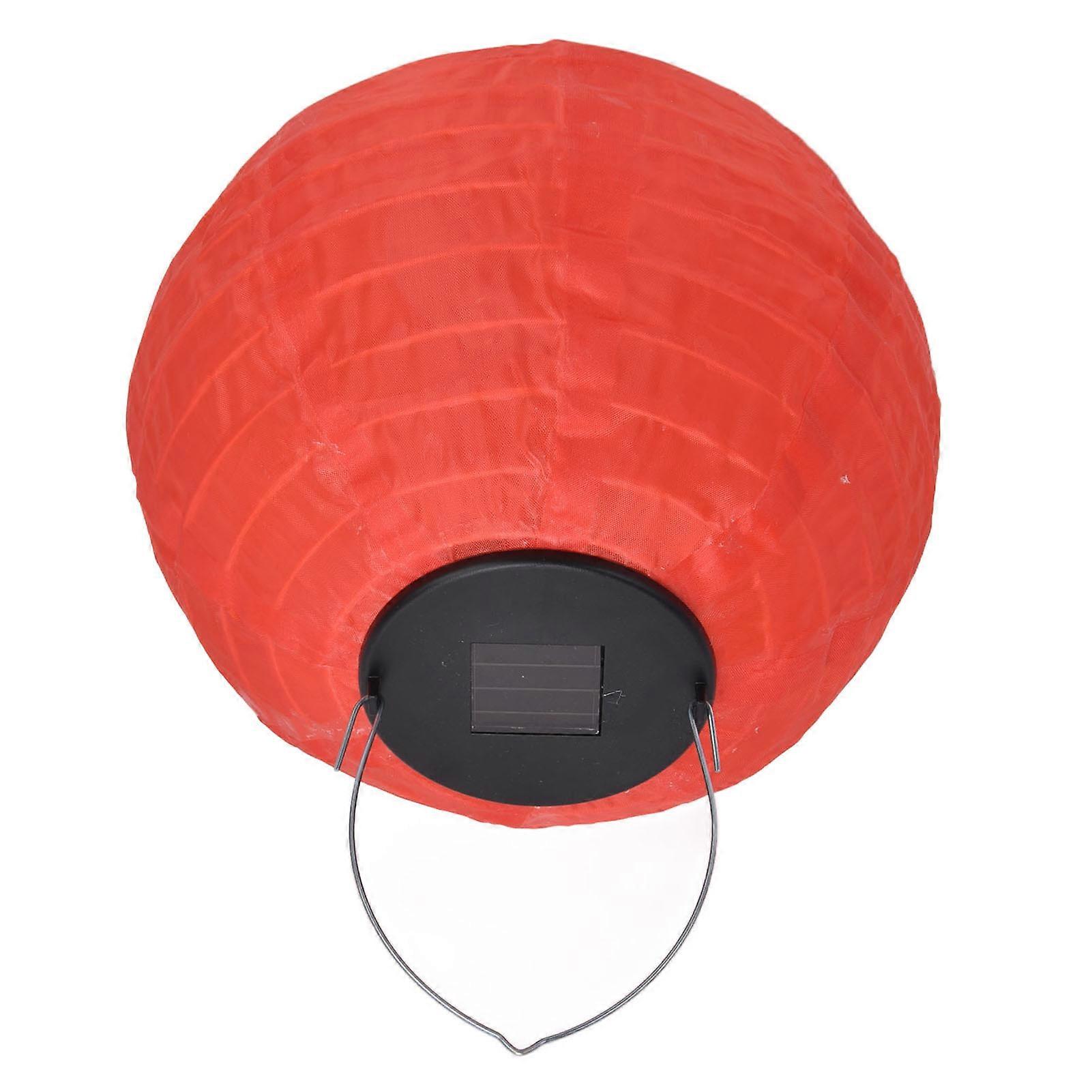 LED Solar Lantern 20cm Red Nylon Waterproof Garden Light