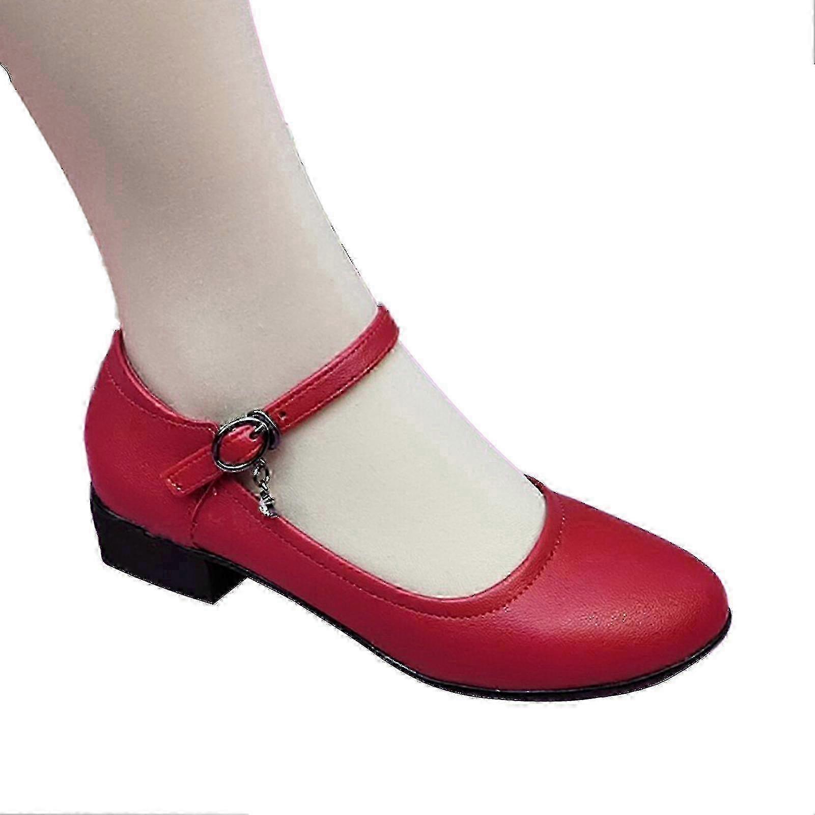 Comfortable Black Dance Shoes for Elderly - Low Heel & Leather Design