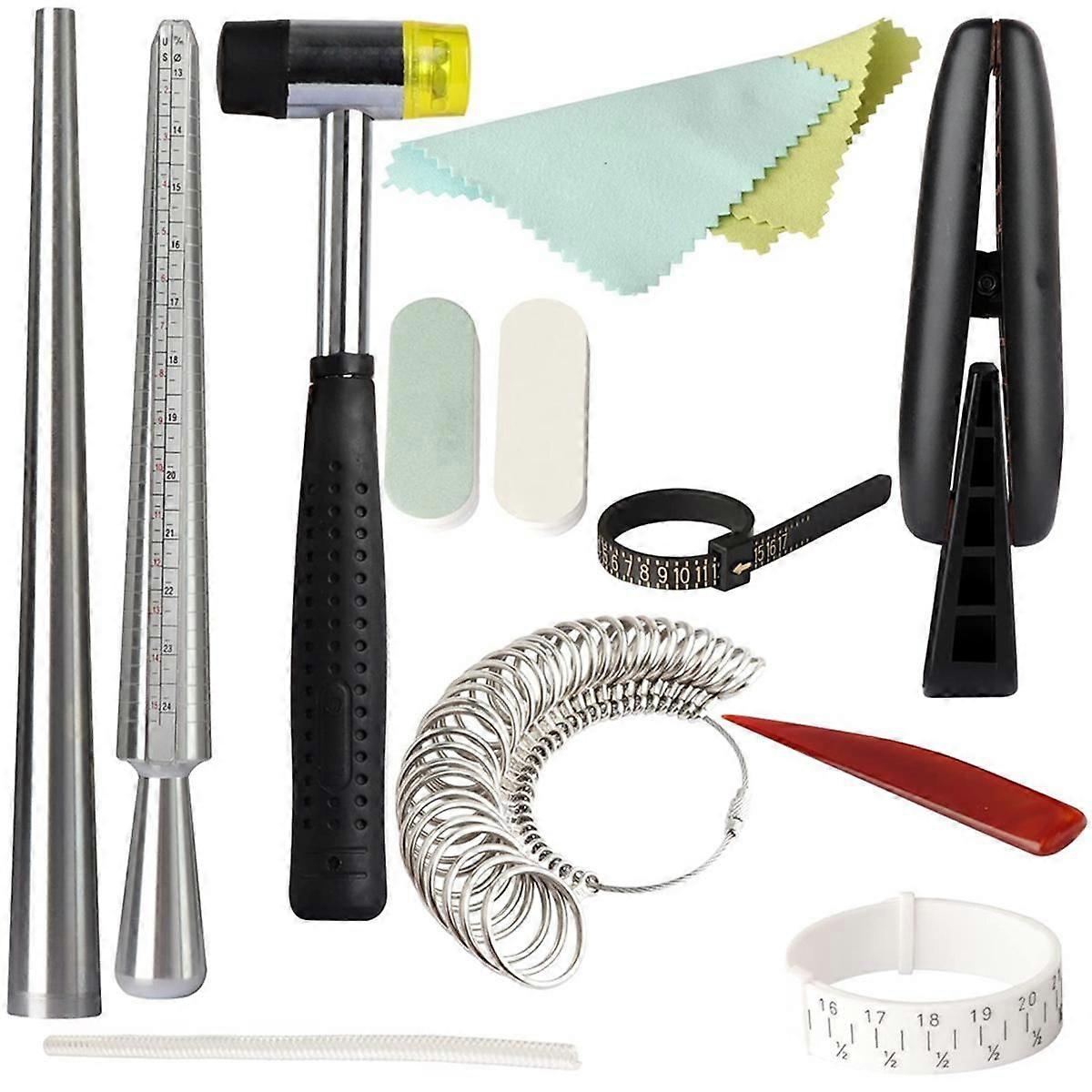 Jewelry Ring Sizer Tools Set Including Ring Mandrel Sizer, Measuring Stick More Tools for Jewelry Making Crafts