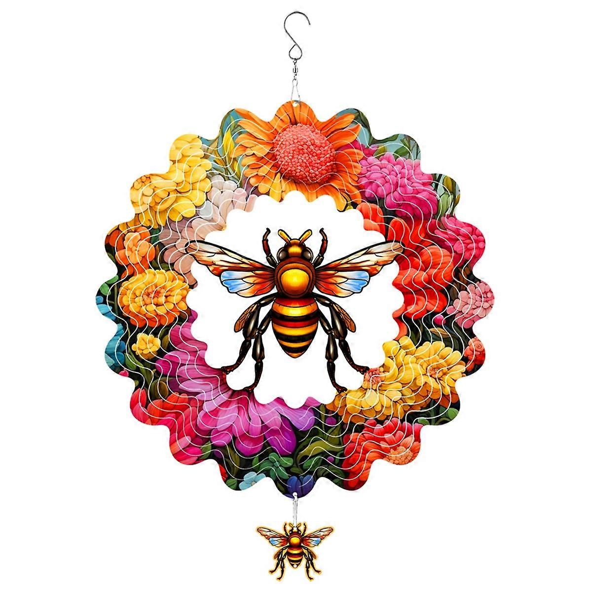 Wind Spinner Outdoor,Flowering Bee Mandala Wind Chimes Winds Mandala