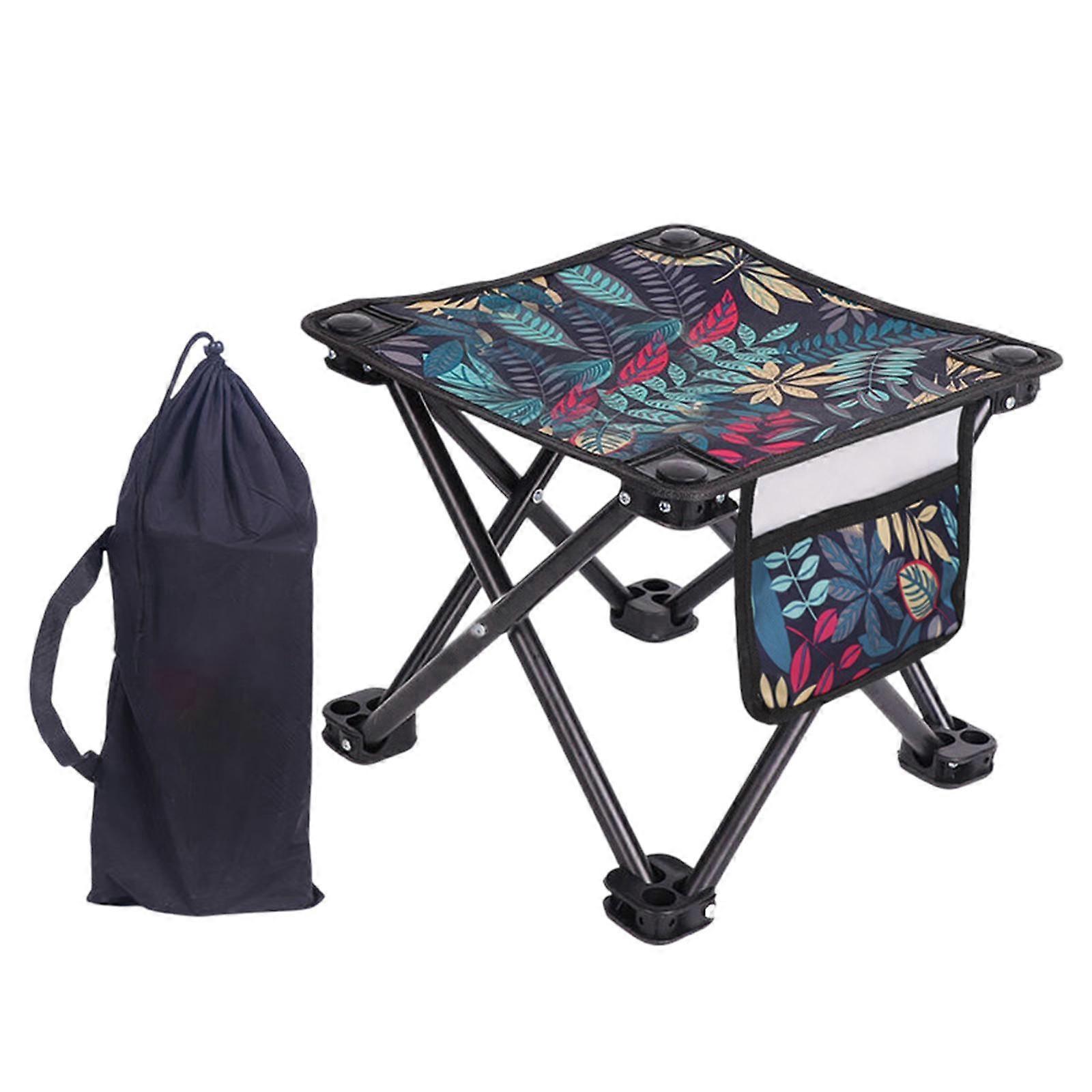 Camping Stool Folding Stool Seat with Side Pocket for Picnic Traveling Beach
