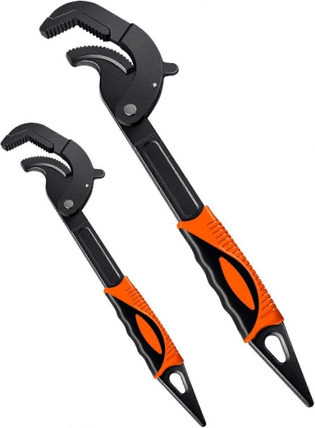 2Pcs Adjustable Wrench Set with Self-Adjusting Spanner for Pipes 15'/30mm-60mm Quick Grip Multi-Function Tool