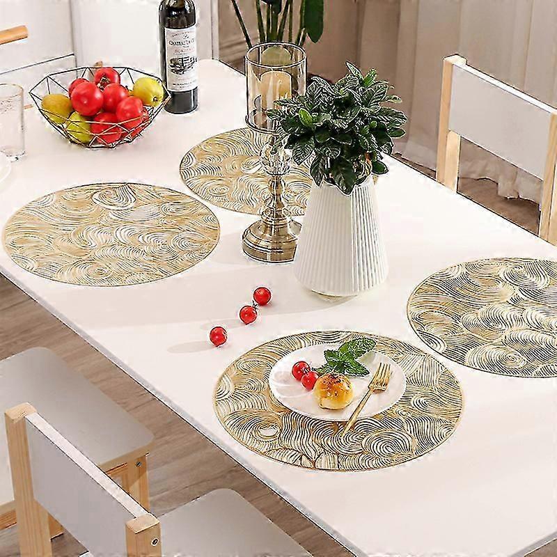 Set of 6 Gold Round Placemats