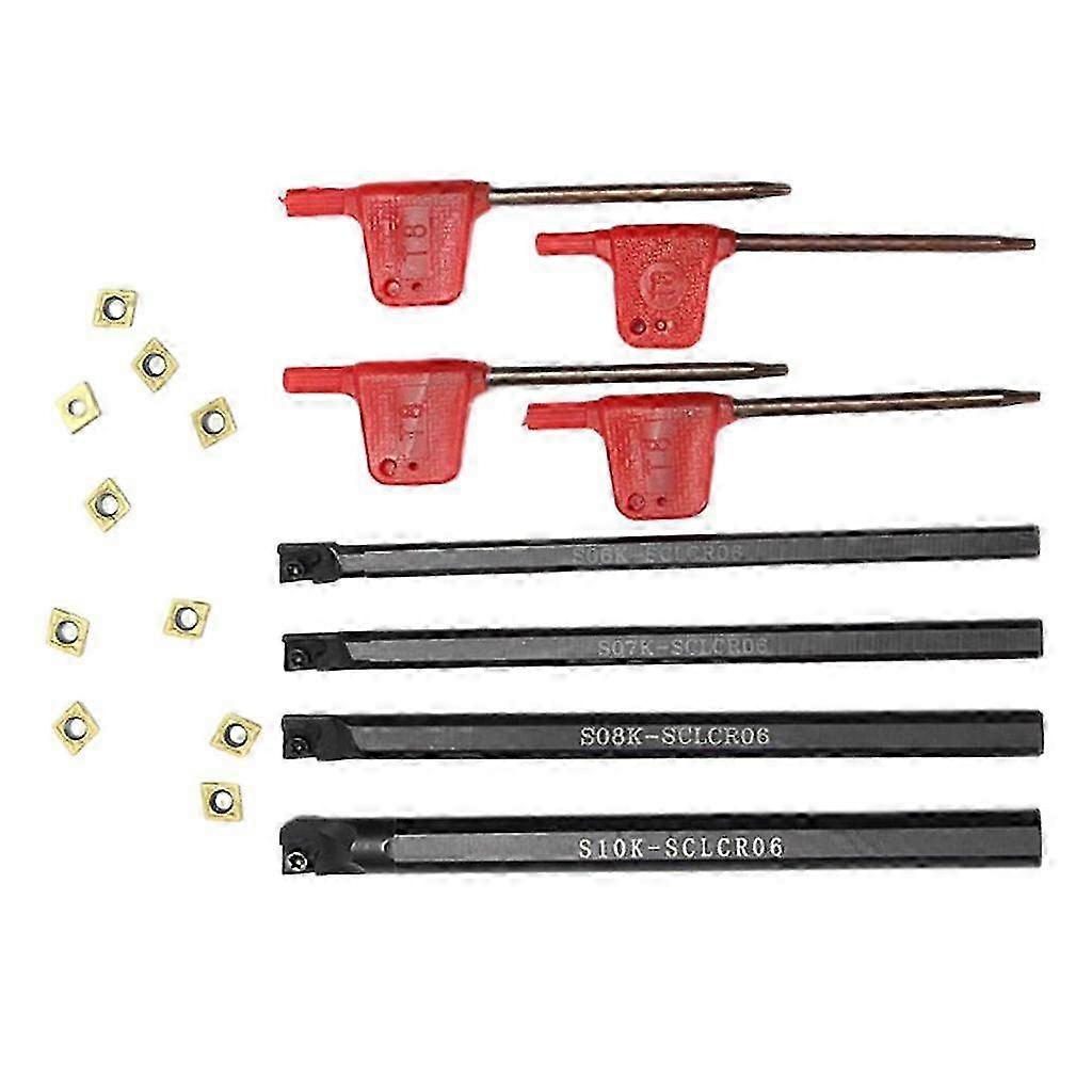 4x 6/7/8/10mm SCLCR06 Turning Lathe Bar 10pcs CCMT060204-HM Insert Set