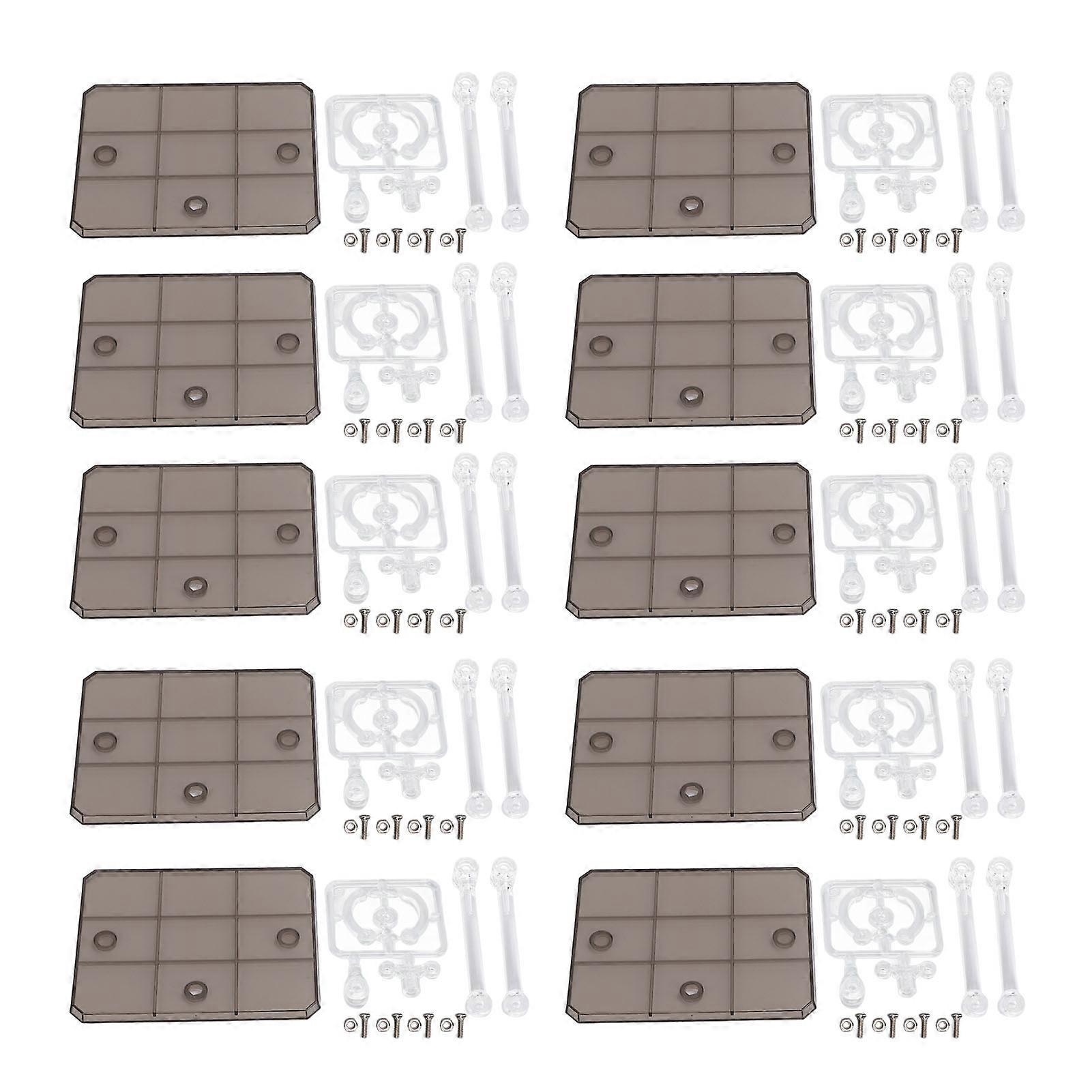 10Pcs Set Assembly Action Figure Display Holder Base Doll Model Support Stand with Accessories for 1/144 Transparent Black