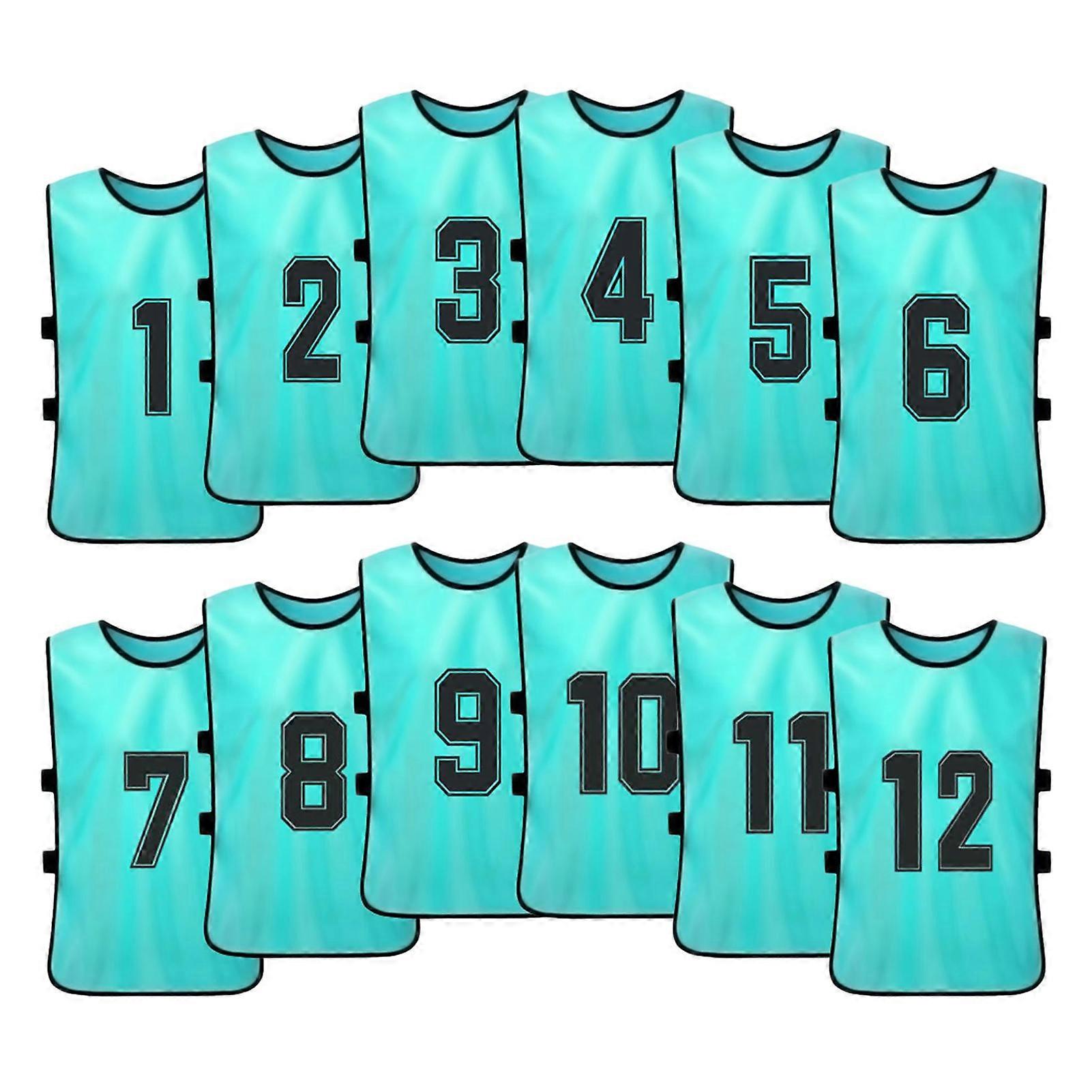 12 PCS Adults Soccer Pinnies Quick Drying Football Team Jerseys Youth Sports Scrimmage Soccer Team Training Numbered Bibs Practice Sports Vest