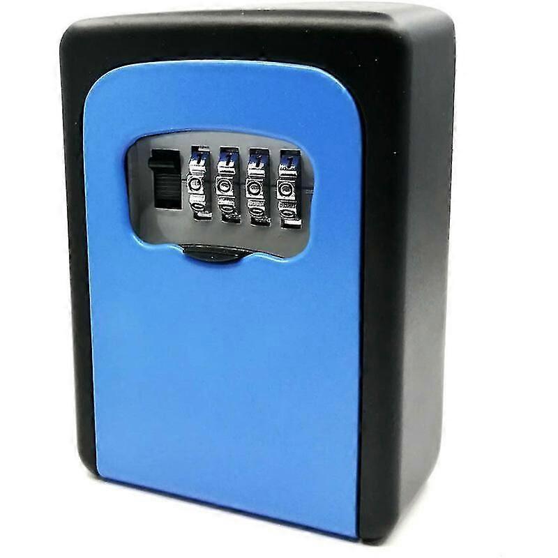 Key Safe Box, Waterproof Outdoor Safe Storage Zinc Alloy Lock Safe Box with 4 Digit Combination Code, for Home Garage School - Blue