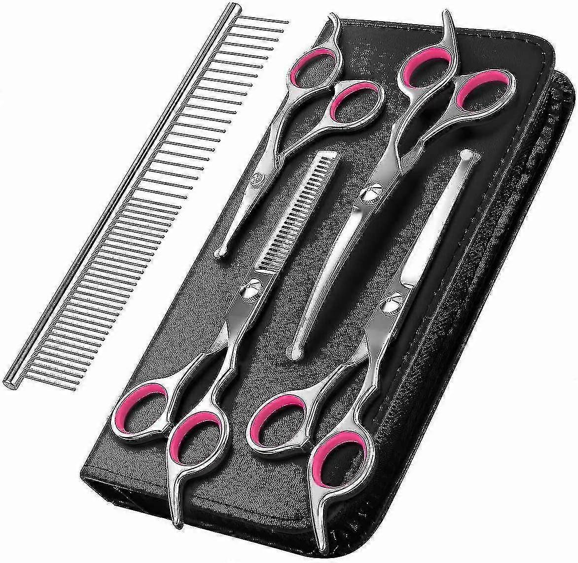 Pet Stainless Steel Scissors Professional Grooming Shearing Tool Set