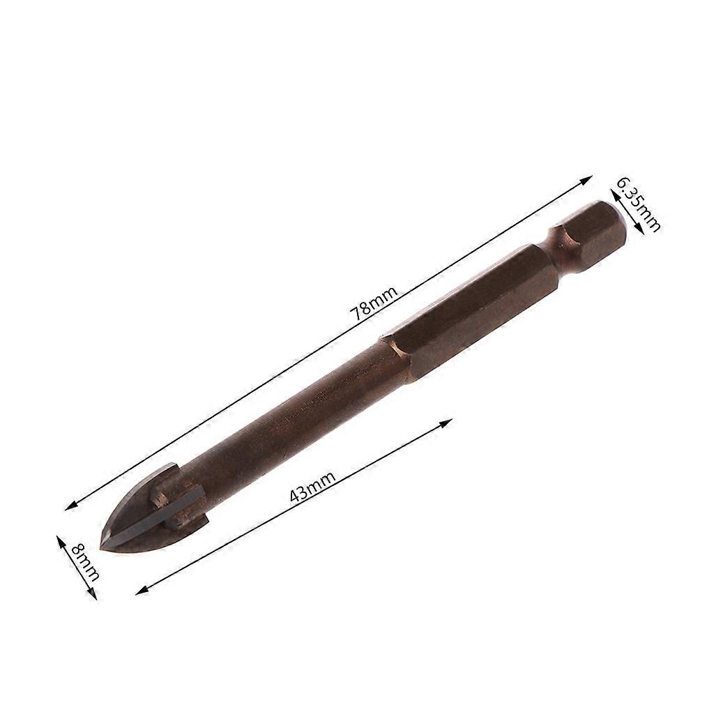 Tungsten Carbide Glass Drill Bit Set 6mm/8mm Installed in Hand Drill/Electric Drill with 4 Cutting Edges High Hardness