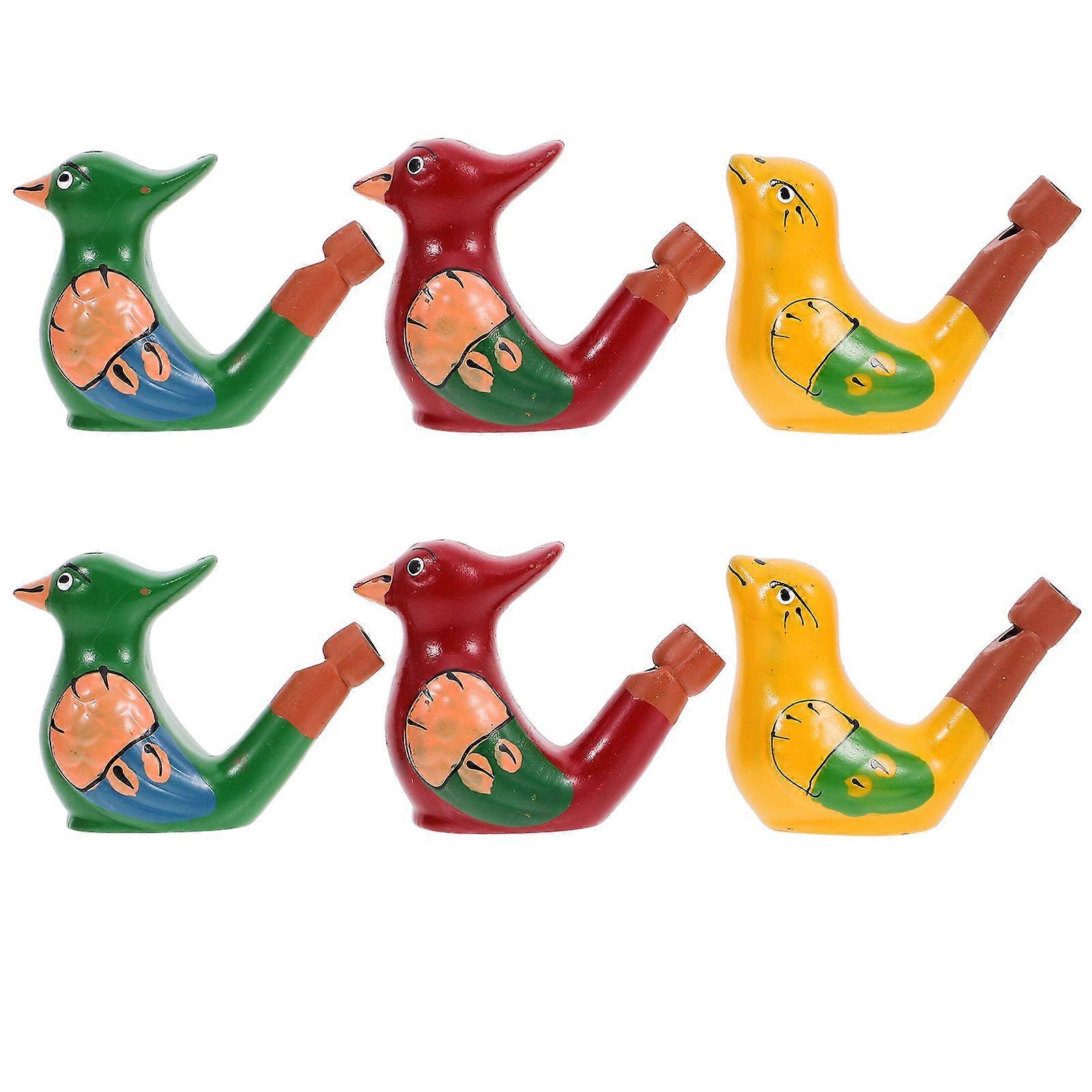 6 stuks Water Vogelfluitjes Keramische Vogelfluitjes Lawaaimakers Kleine Vogelfluitjes voor Kinderen (Gemengde Stijl)