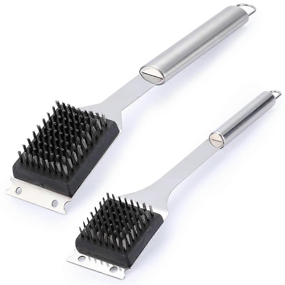 Grill brush, 41.9 cm and 35.6 cm, wire bristles for outdoor grill, stainless steel cleaning brush, easy to use, silvercolored, 2 pieces Ref: 7632