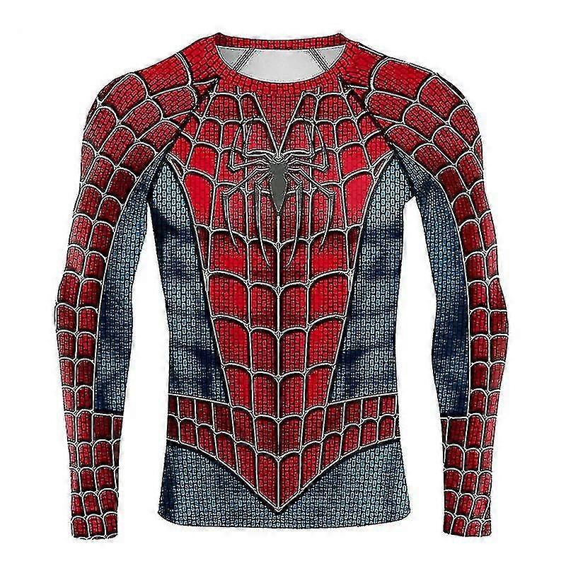 Spiderman Tight T-shirt Για Ανδρική Αθλητική Προπόνηση Μακρυμάνικη Μπλούζα