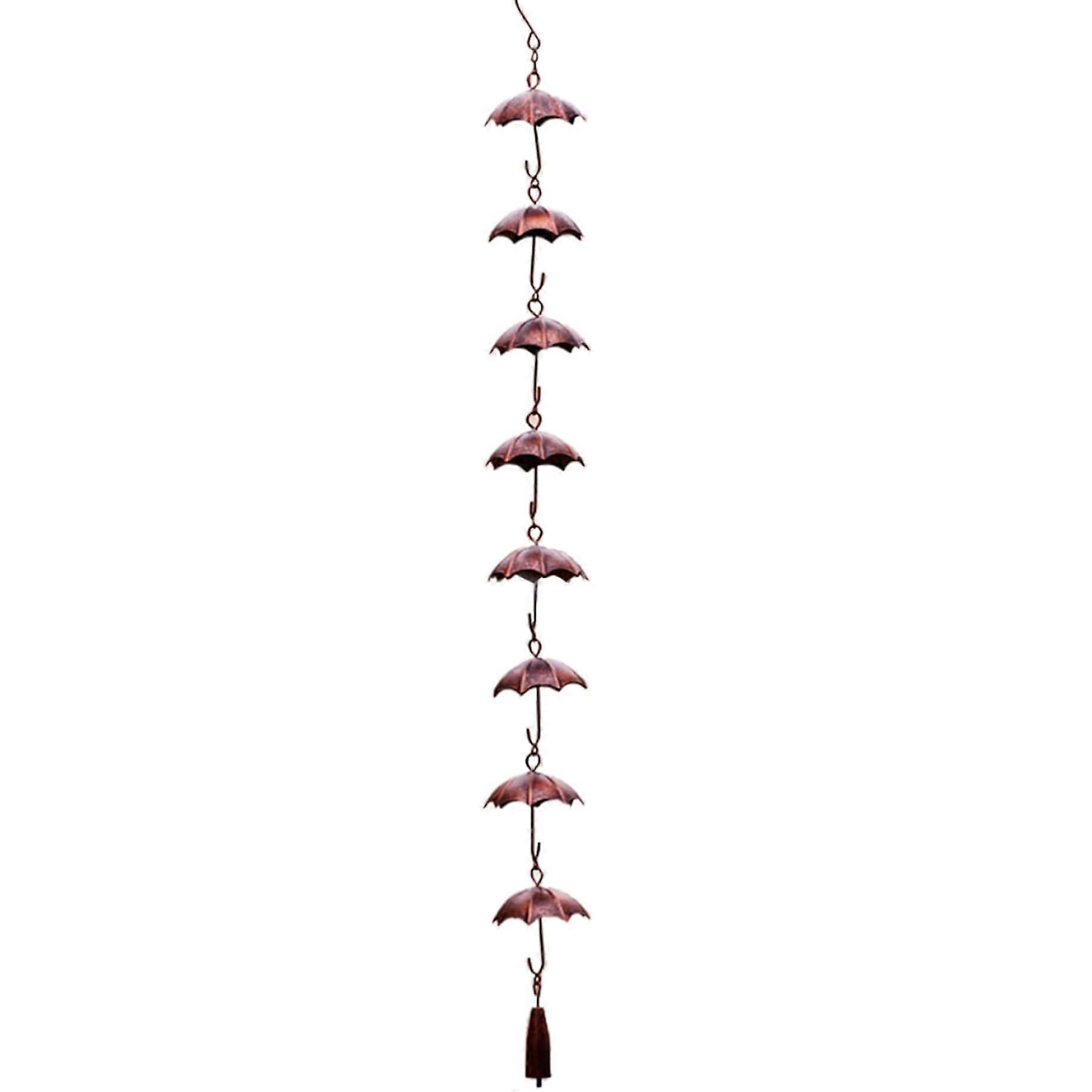 Rain Chain 39 Inch Metal Rain Catcher - Rust-Resistant Copper Umbrella Gutter Chain with 8 Cups for Effective Drainage