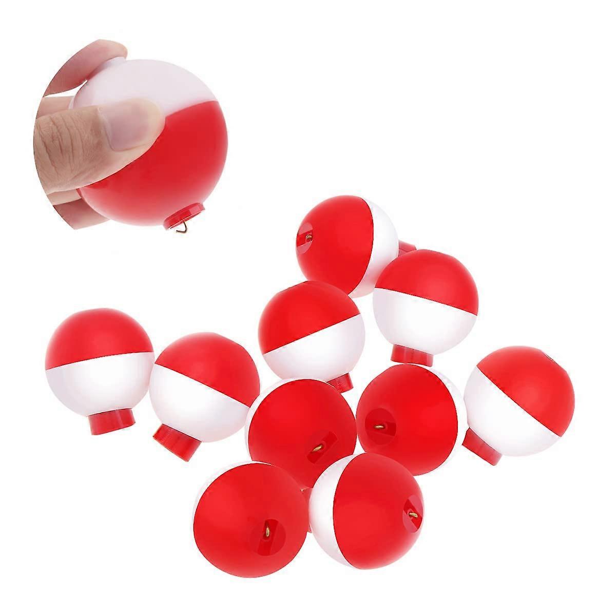 10 Pieces 18 mm / 0.70 Inch Fishing Snapon Floats Bobbers Set, Push Button Sea Carp, Push Button Fishing Round Buoy, Round Float Hard ABS Red  White