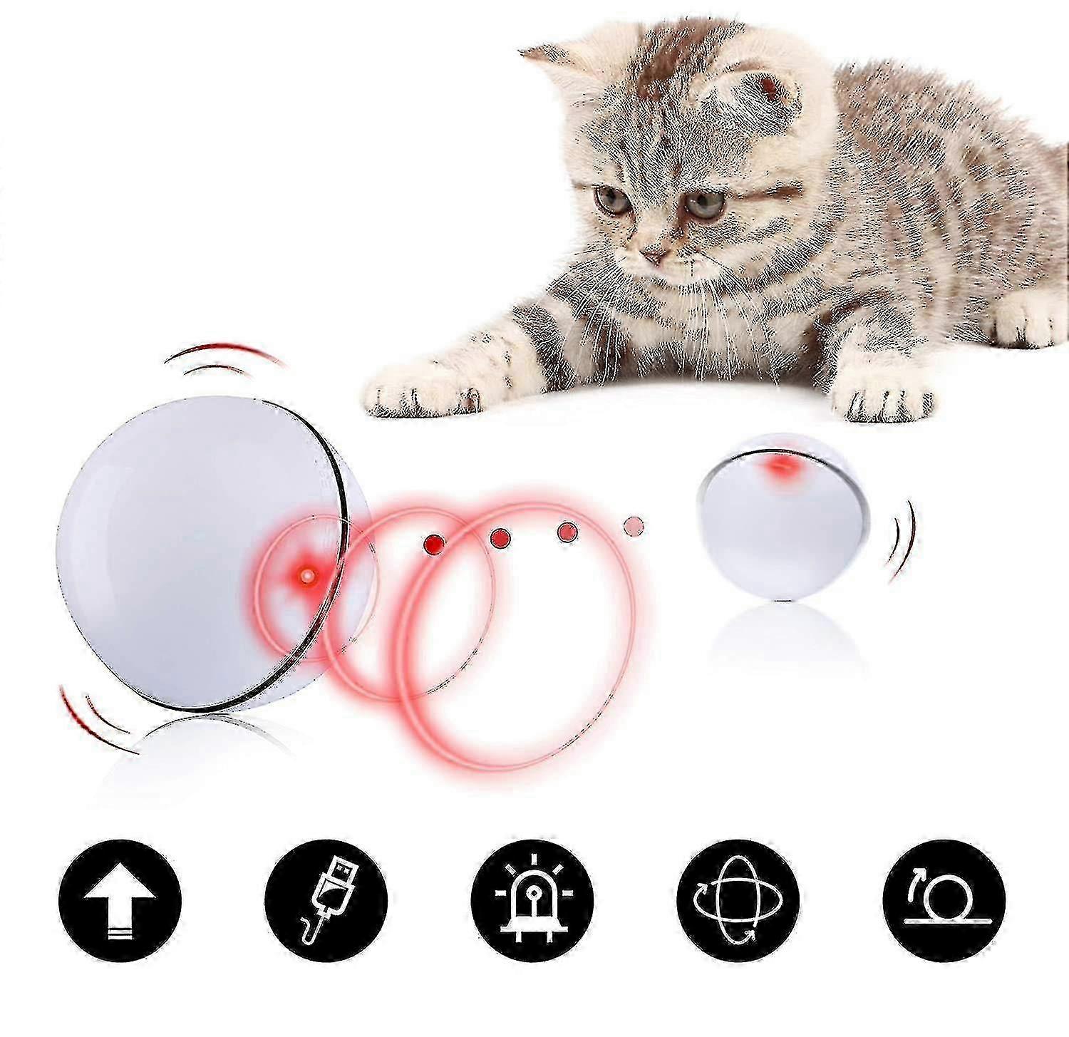 Smart Auto Rolling Cat Toy Ball with LED Light USB Charging (White)