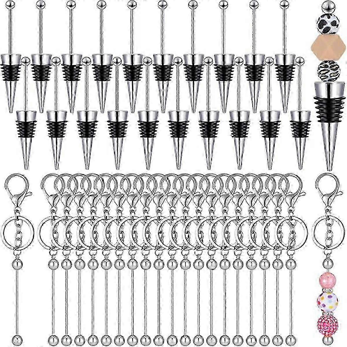 20 set fai da te portachiavi in rilievo e tappi per vino, tappi per bottiglie in metallo