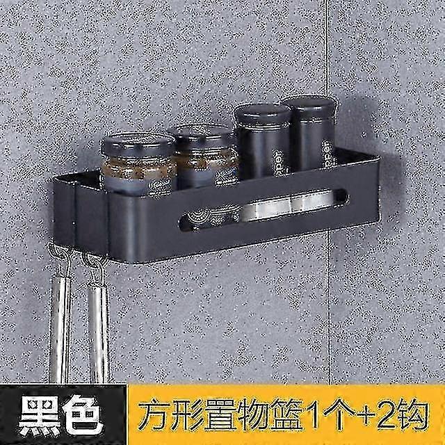 Large Rectangle Kitchen Shelf - Wall Storage Organizer for Spices and Kitchen Essentials in Black, Suitable for Various Brands