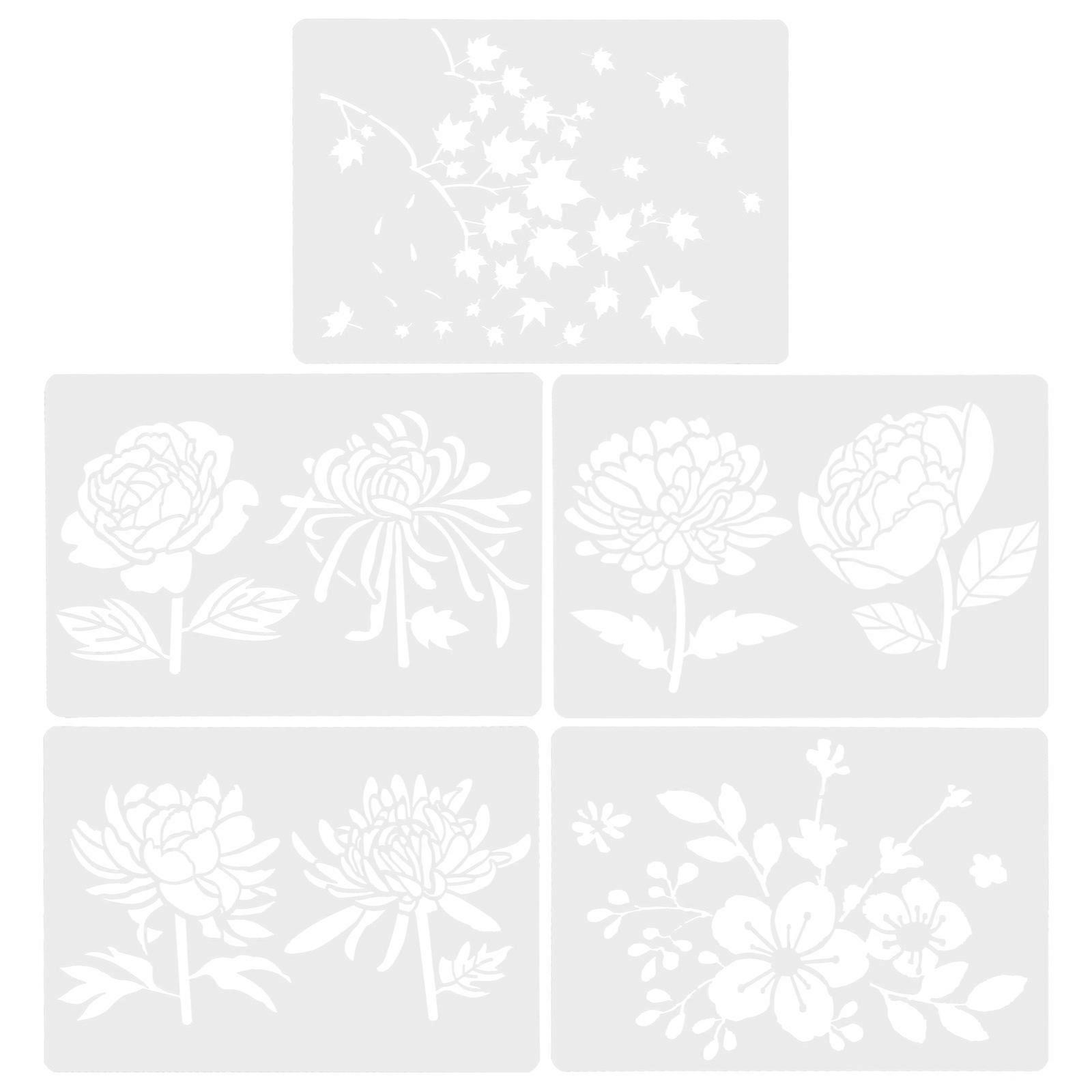5pcs Reusable Flower  Pattern Templates Stencils for DIY Craft Drawing Painting