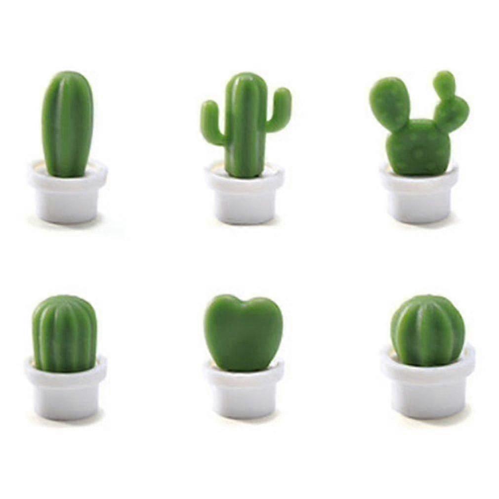 6 Pack Fridge Cute Mini Succulent Vase Set Button Cactus Fridge Message Sticker