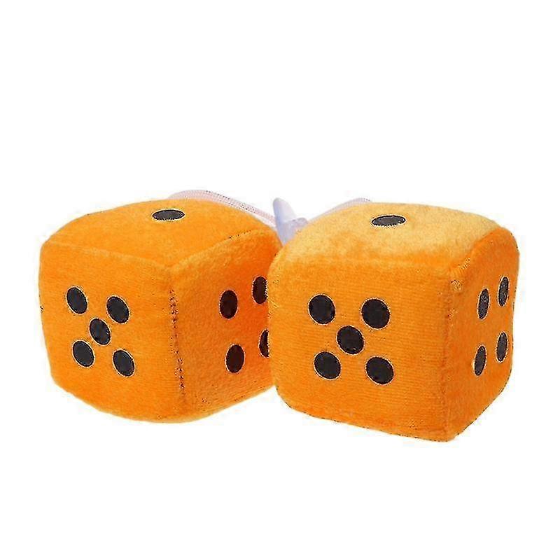 Fuzzy Dice Dots Car Mirror Hanger Decoration - Orange
