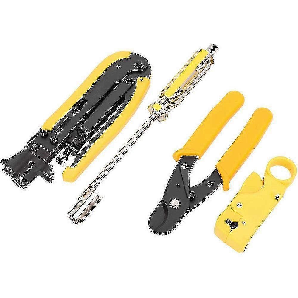 Professional Coaxial Crimper Stripper Tool Kit - Multifunctional Cable Pliers