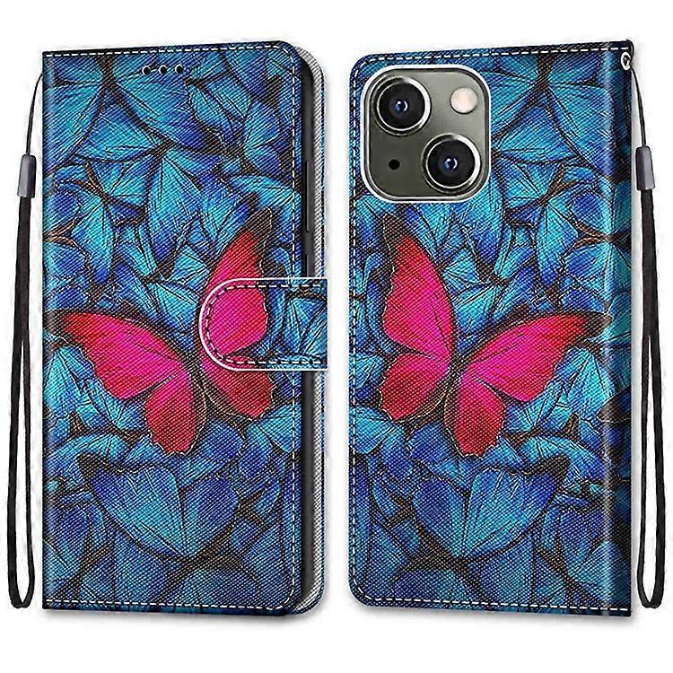 Pattern Printing PU Leather Stand Wallet Case Phone Cover Compatible For iPhone 13 6.1 inch