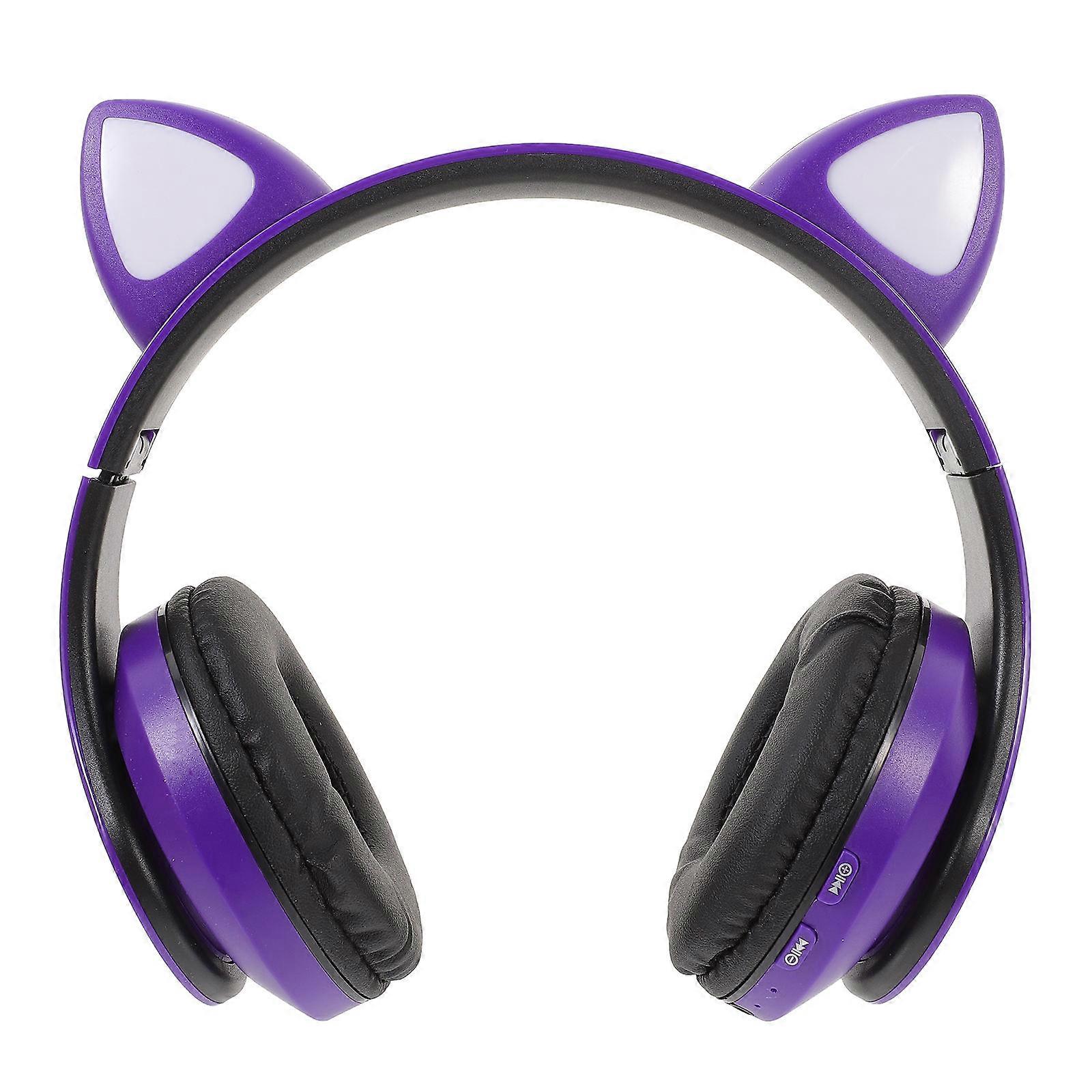 Adorable Cat Ear Shape Headphone Wireless Music Playback Daily Use Violet 20x7cm 1Pcs