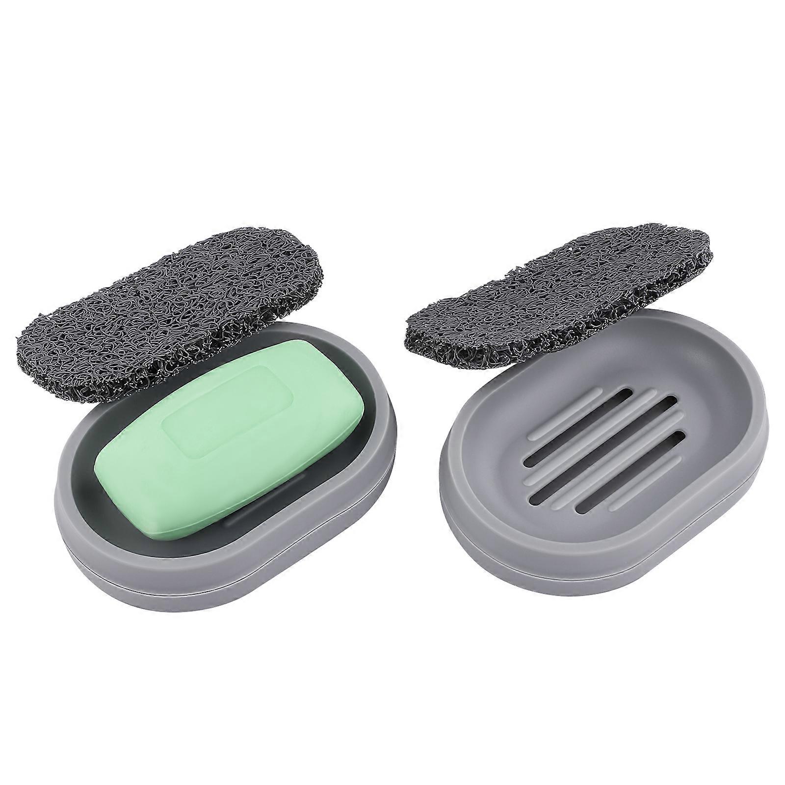 Bathroom Soap Dishes Topbathy 2Set Ventilation Kitchen Accessories Grey Rectangular Modern Minimalist