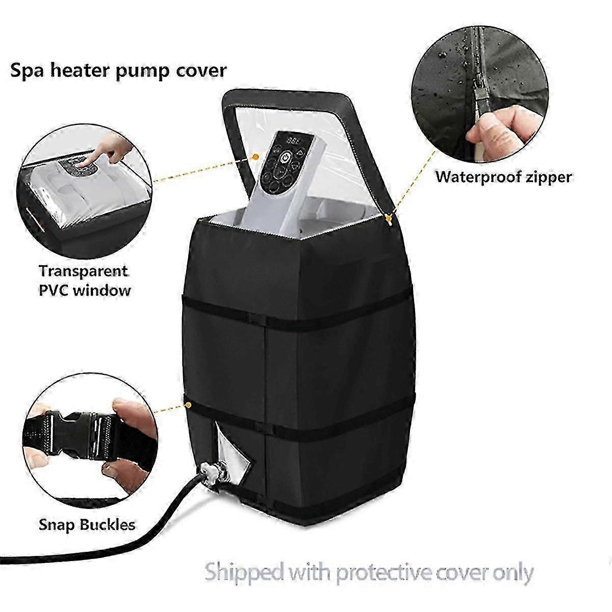 Inflatable Hot Tub Heater Pump Cover with Transparent PVC Top Window, Waterproof Spa Pump C