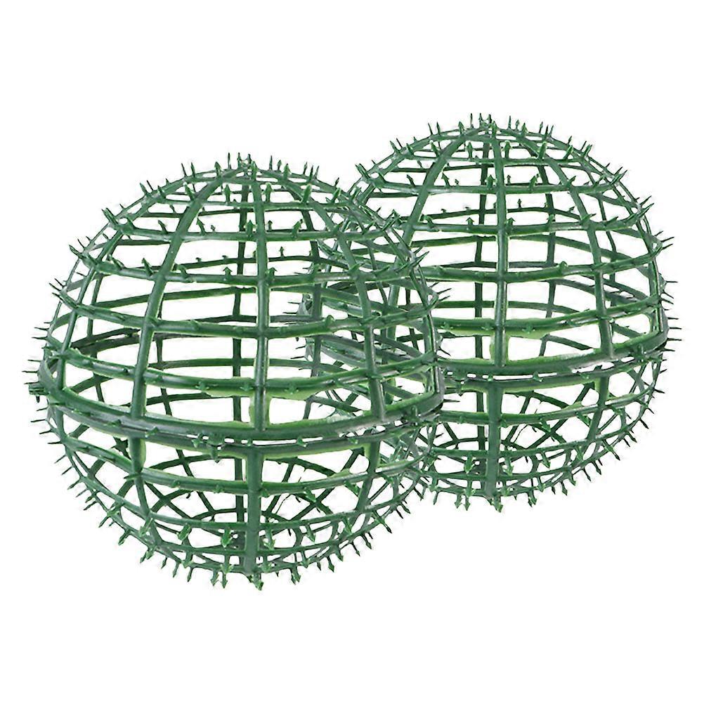 Flower Arrangement Rack 2Pcs Green Plastic Versatile Multi-Use Grass Ball Frame for Home