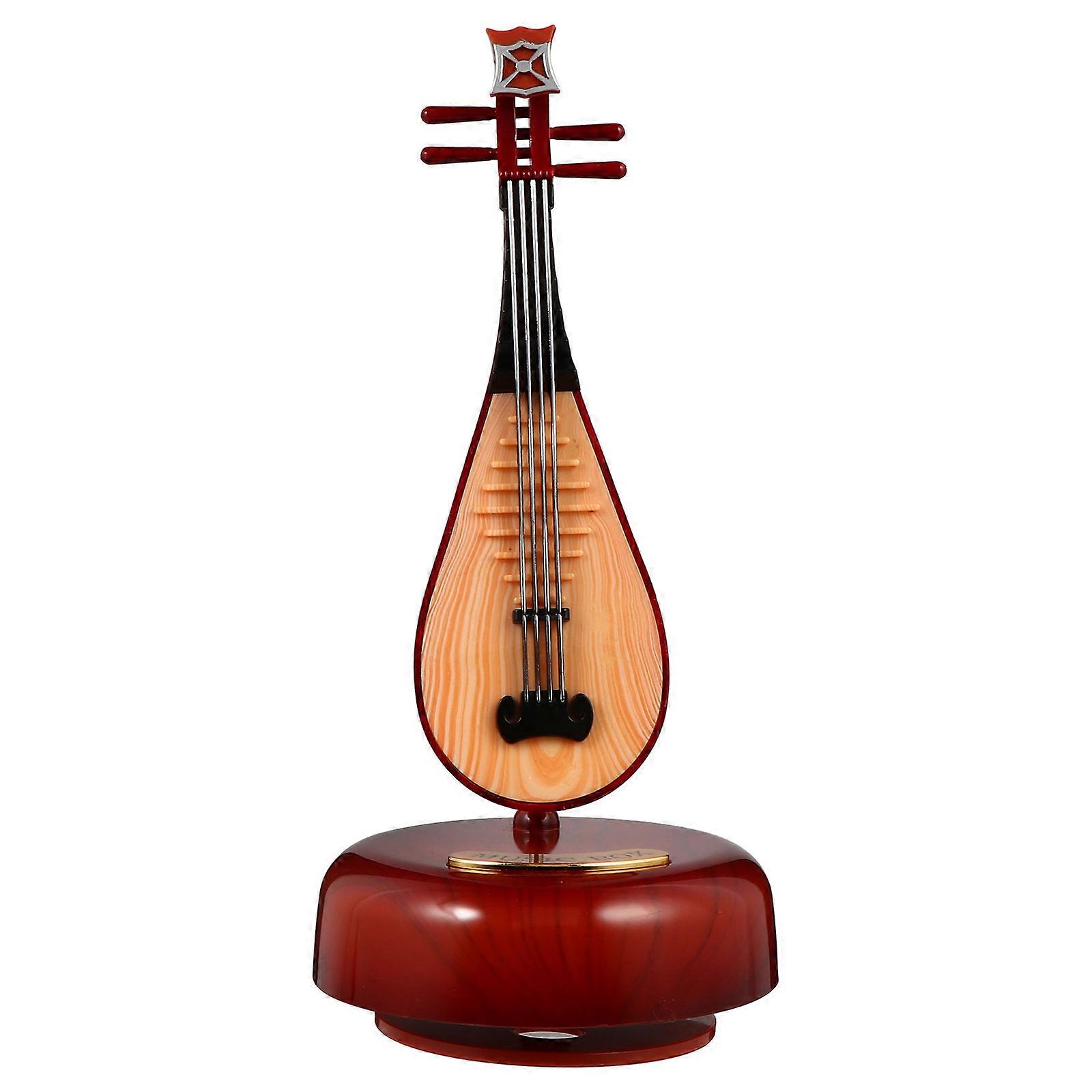 Music Box Decorative Rotating Sound Production Compact Light Brown 20.5X9.5cm ABS Plastic 1Set