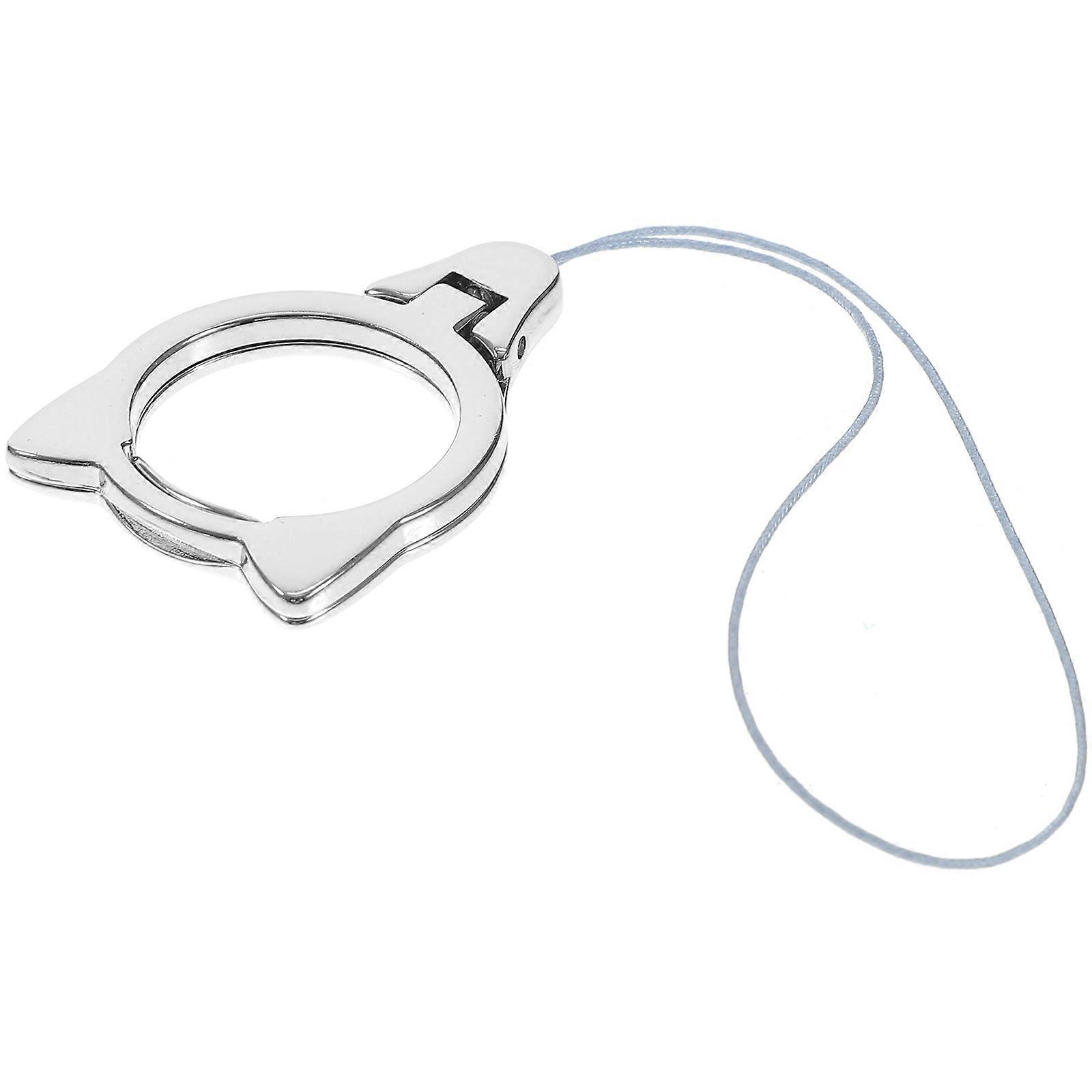 Silver Finger Buckle Phone Lanyard with Double Layer Fiber for Secure Phone Hanging 1pc