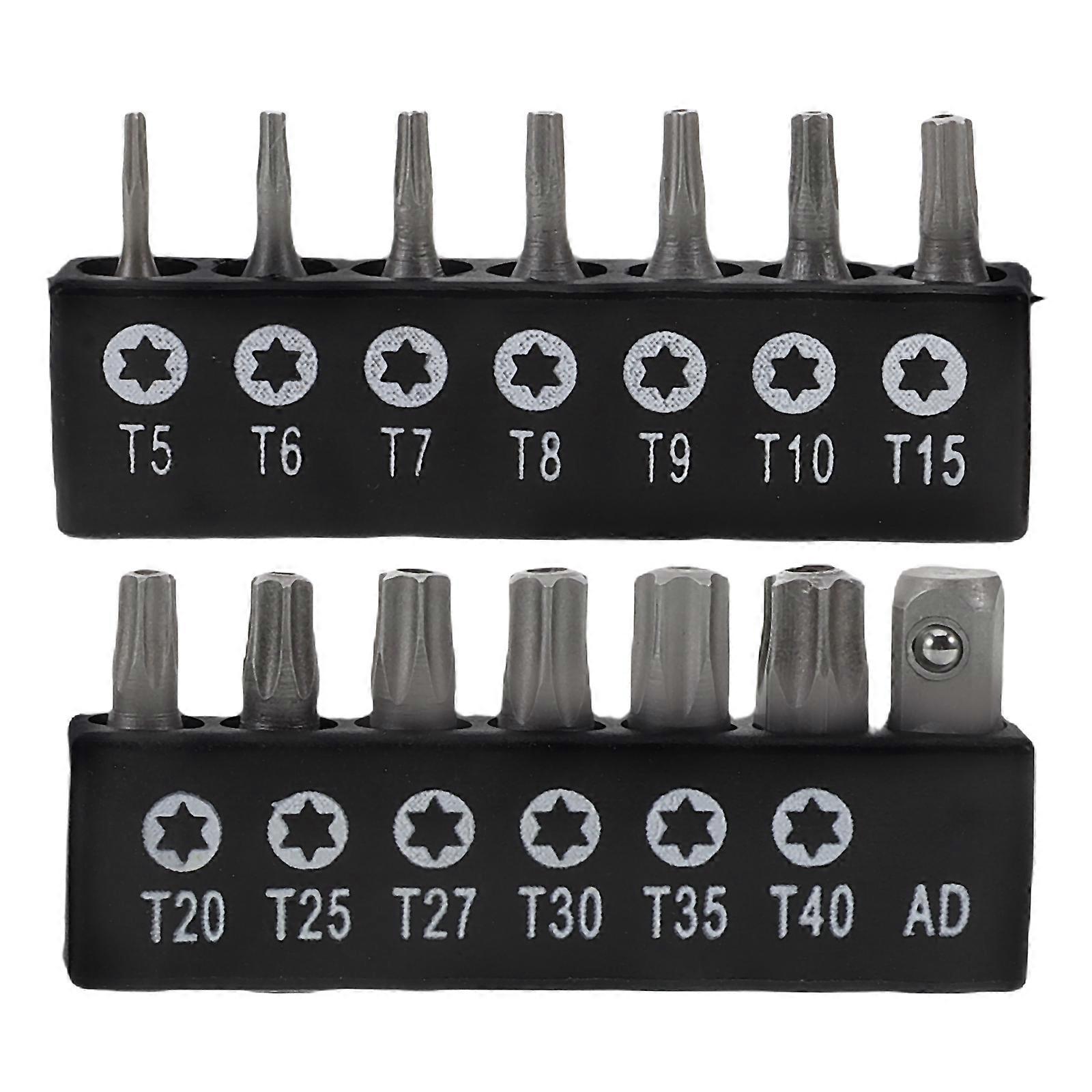 Electronics Screwdriver Set Assorted Color Tamper Proof Bits Shank Home Repairs 14Pcs