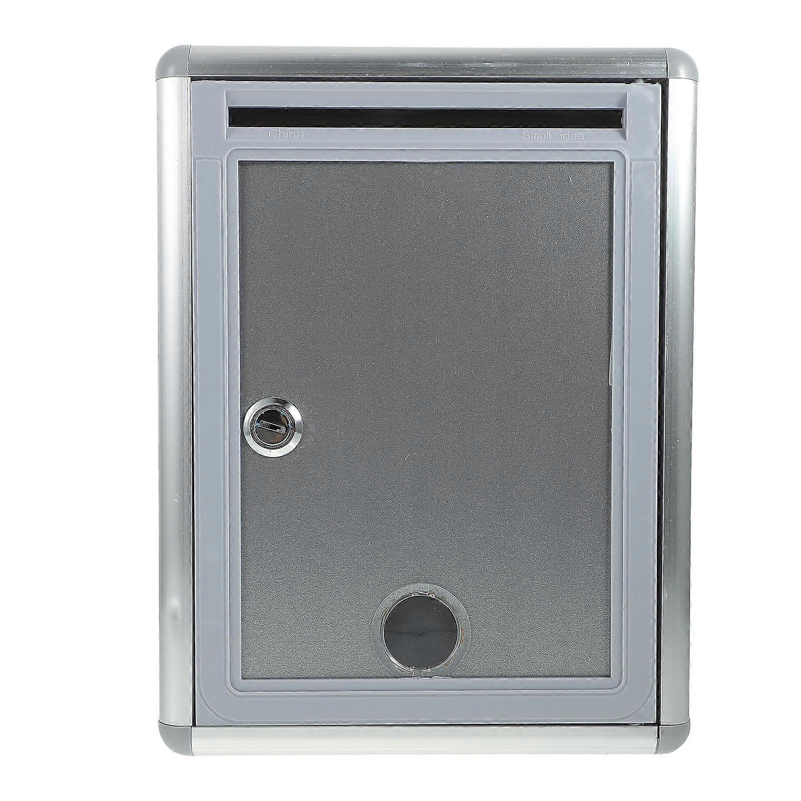 Silver Lockable Suggestion Box Wall-Mounted for Storage Use 1Pcs