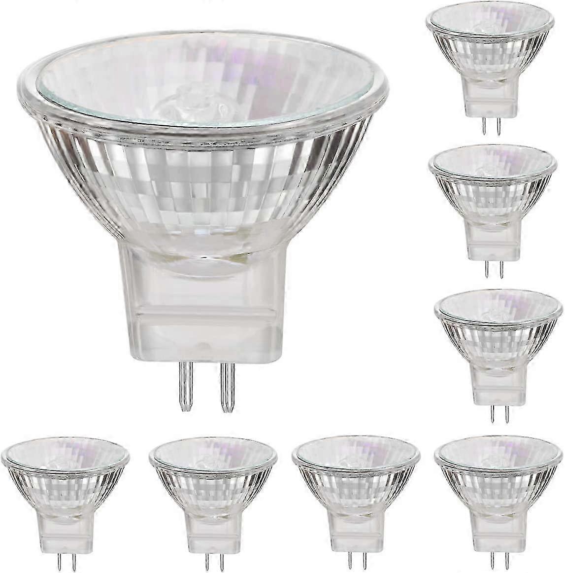 GU4 base 12V 35W halogen bulbs 2800K warm white, dimmable, pack of 8