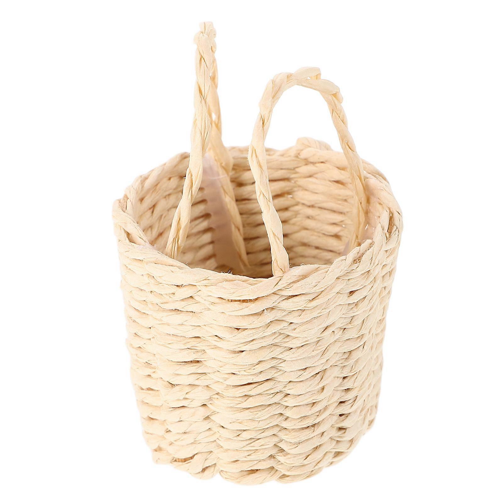 Miniature Rattan Basket for Dollhouse   Tiny Wicker Fruit & Egg Basket for Pretend Play with Realistic Detail, Versatile Storage Accessory for