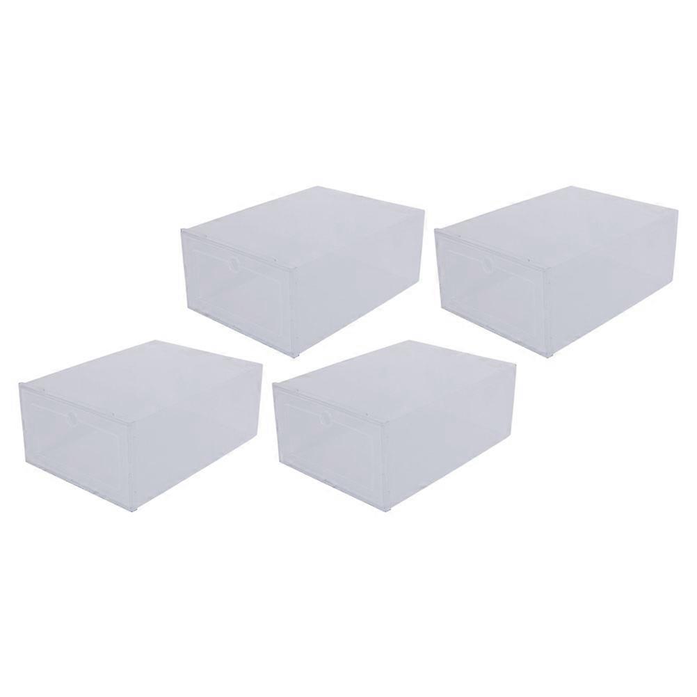 Shoe Holders Shoe Storage Organiser 4Pcs Transparent PP Material Rectangular Shape For Closet Organization