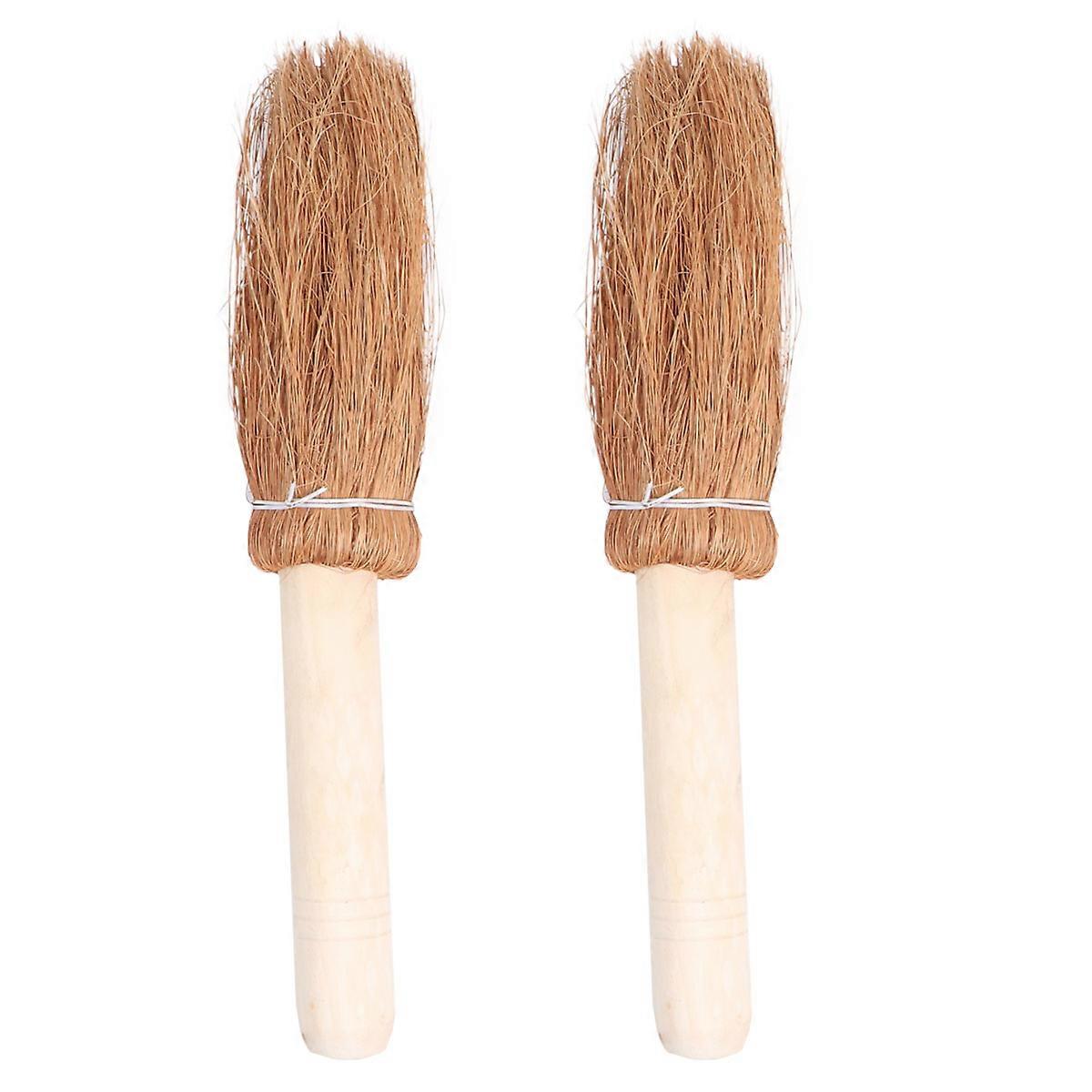 Pan Brush Large Kitchen Cleaning Coconut Shred Material Coffee Color 24X6CM 2Pcs