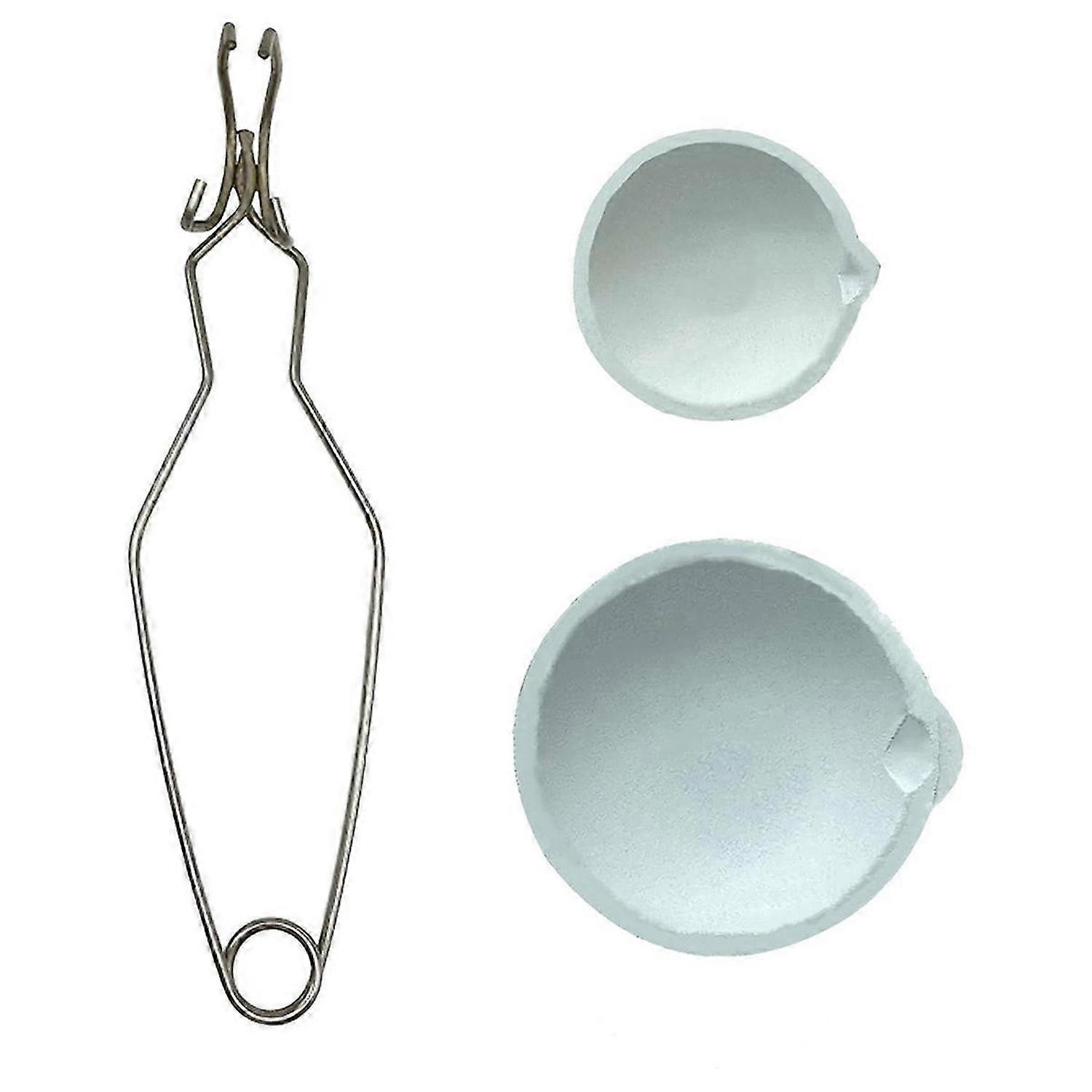 Small Melting Ceramic Crucible Dish Cup Set with Whip Tongs Handle 2A Melting Ceramic Crucible Set G