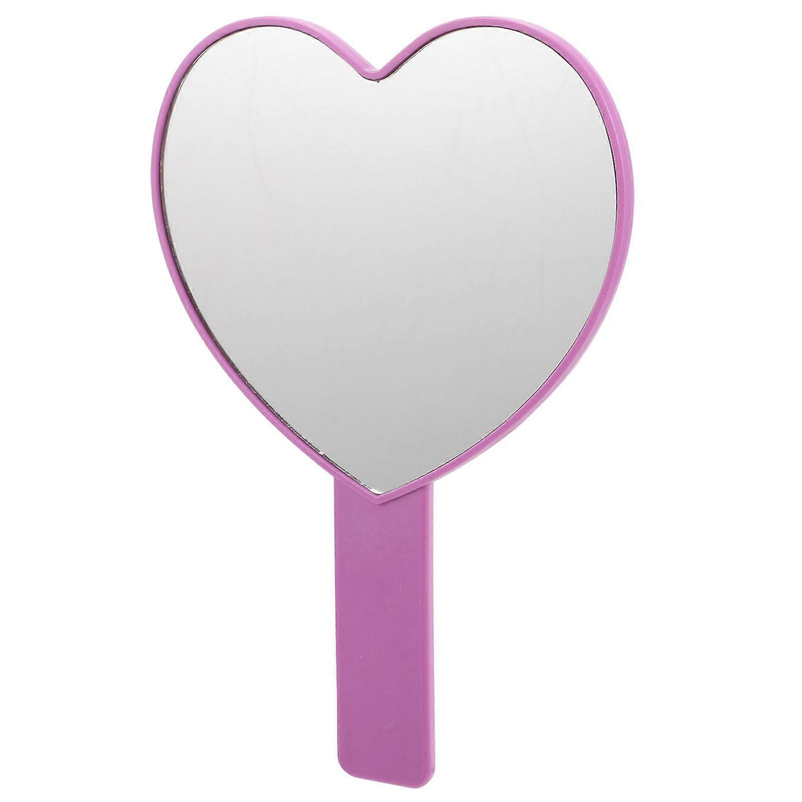 Makeup Mirror Handheld Small Heart Shaped ABS Material For Travelers 1Pack