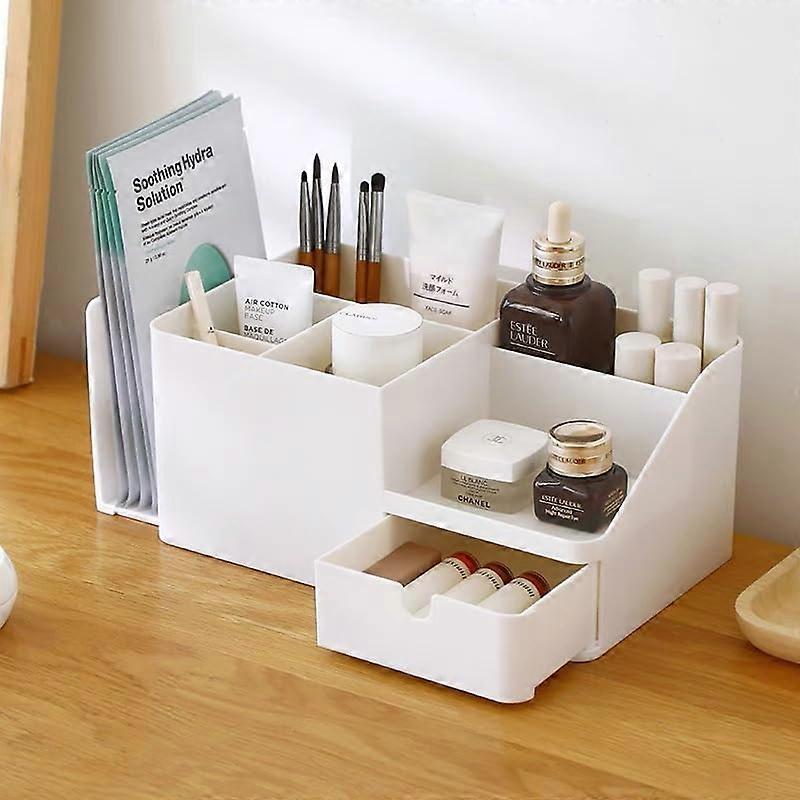 Make Up Organiser, Beige Cosmetic Storage with Drawers, Compartments