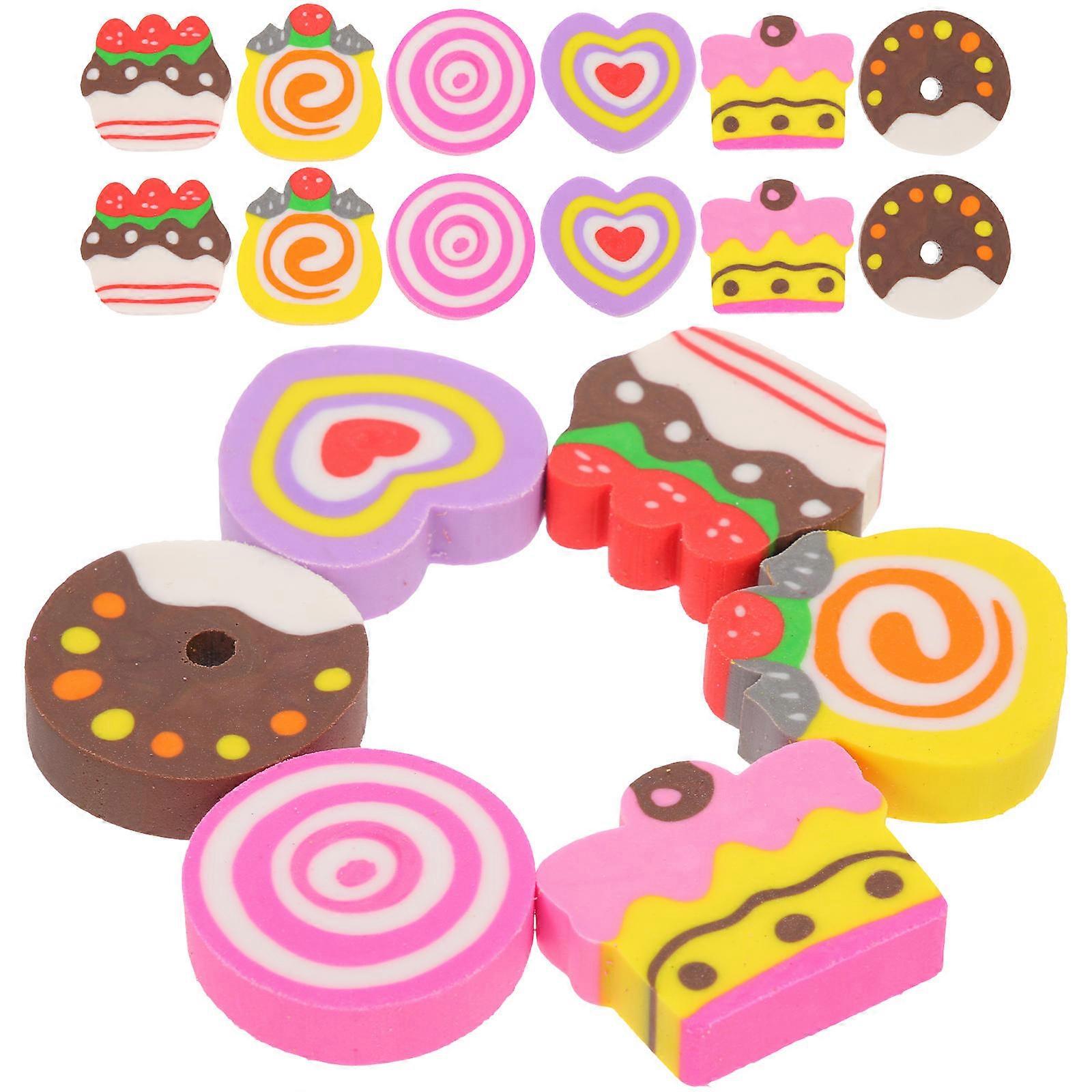 Heart-shaped Mini Erasers Valentine's Day Office Supplies Assorted Color 2.8X2.8CM Erase Pencil Marks 18Pcs