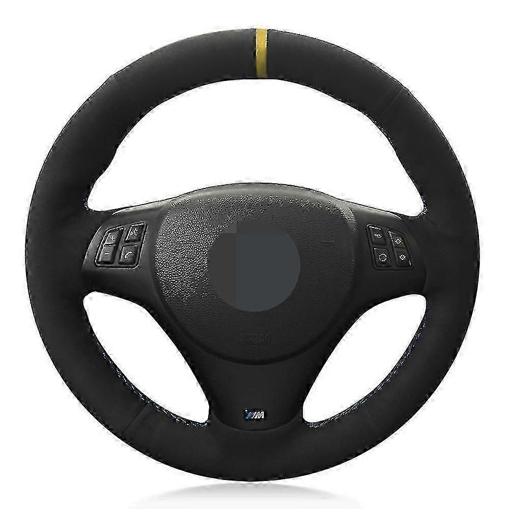 Auto Lenkradabdeckung DIY Schwarz Echtleder Veloursleder für BMW M Sport M3 E90 E91 E92 E93 E87 E81 E82 E88 X1 E84