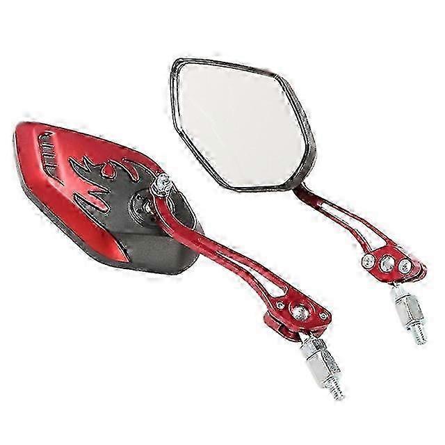 Pairs Of Distinctive Flame 8mm 10mm Rearview Side Mirrors Suitable For Motorcycles Scooters Mopeds Bikes