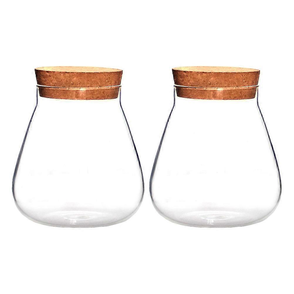 Brown Glass Ecological Jar for Decoration with Thickened Bottom and Smooth Surface 2Pcs