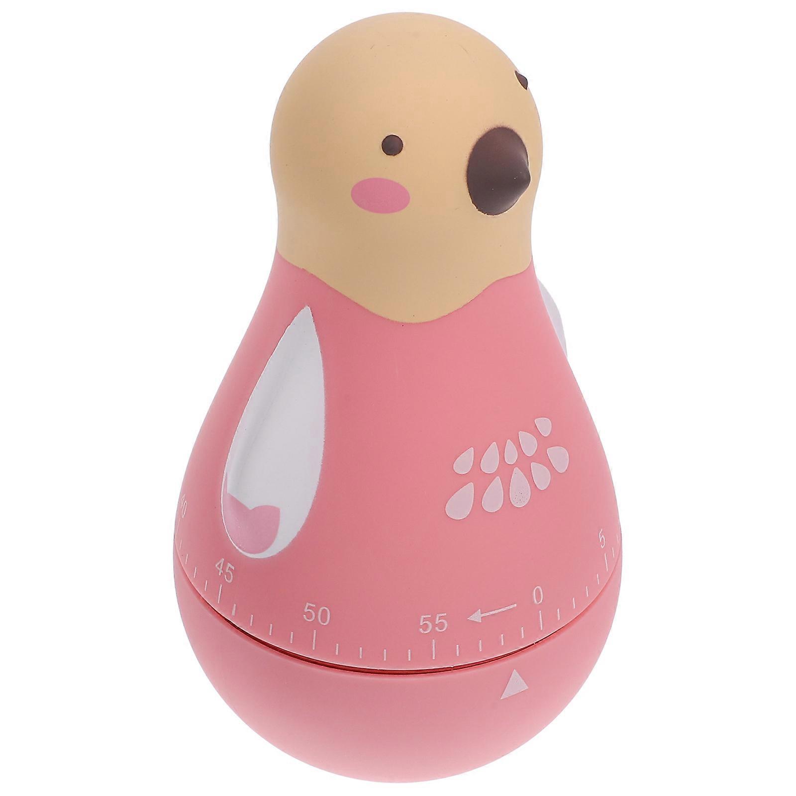 Bird Shaped Mechanical Timer Pink Countdown Clock for Kitchen Study Classroom Use Easy to Operate Clockwork Reminder for Cooking Baking Activities