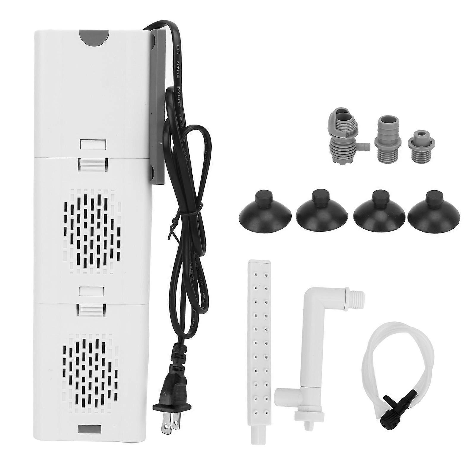 Aquarium Internal Filter Large Capacity Filter Box Flow Rate and Direction Adjustable Submersible Aquarium Filter Pump with Suction Cups US Plug 110V