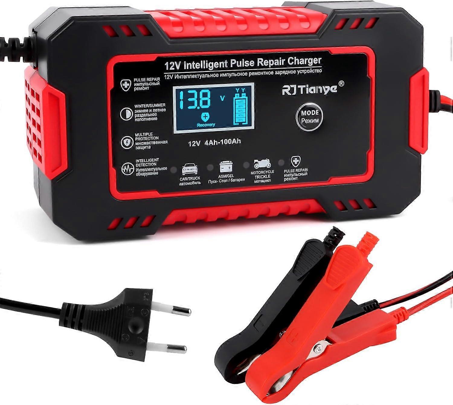 8A 12V bilbatterilader, motorsykkelbatterilader med LCD-skjerm, motorsykkelbatterivedlikeholder, bilbatterilader for lastebil, motorsykkel