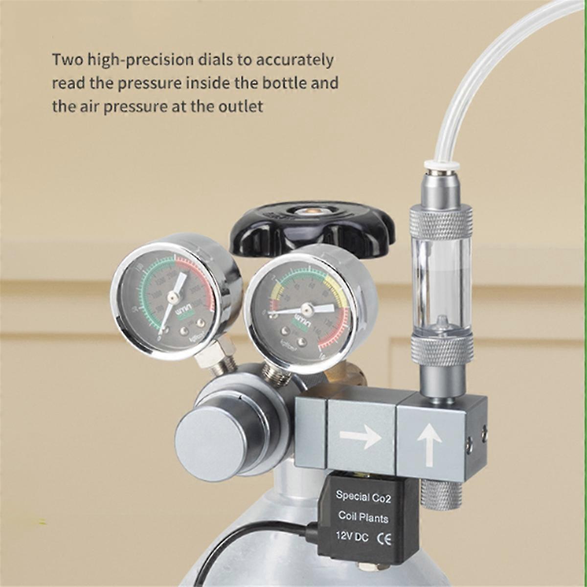 CO2 Regulator Dual Meter Solenoid Valve Quick Plug Foam Recorder Control System Fish Tank CO2 Pressu
